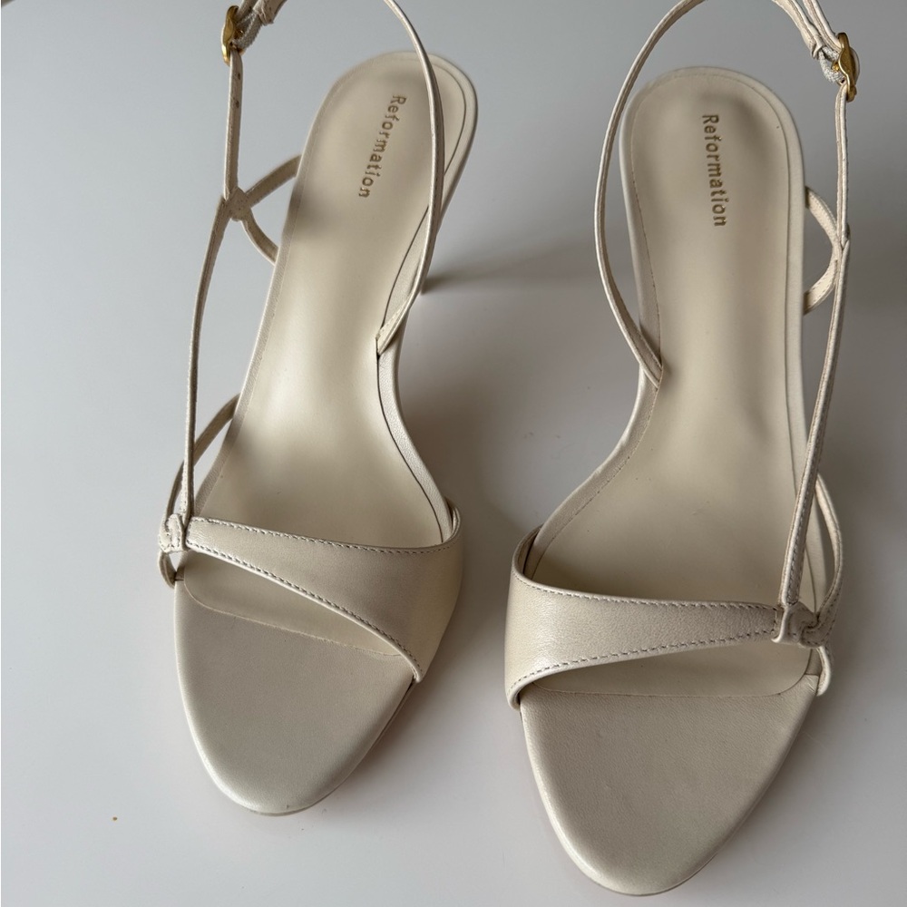 Reformation Beige Strappy Heels